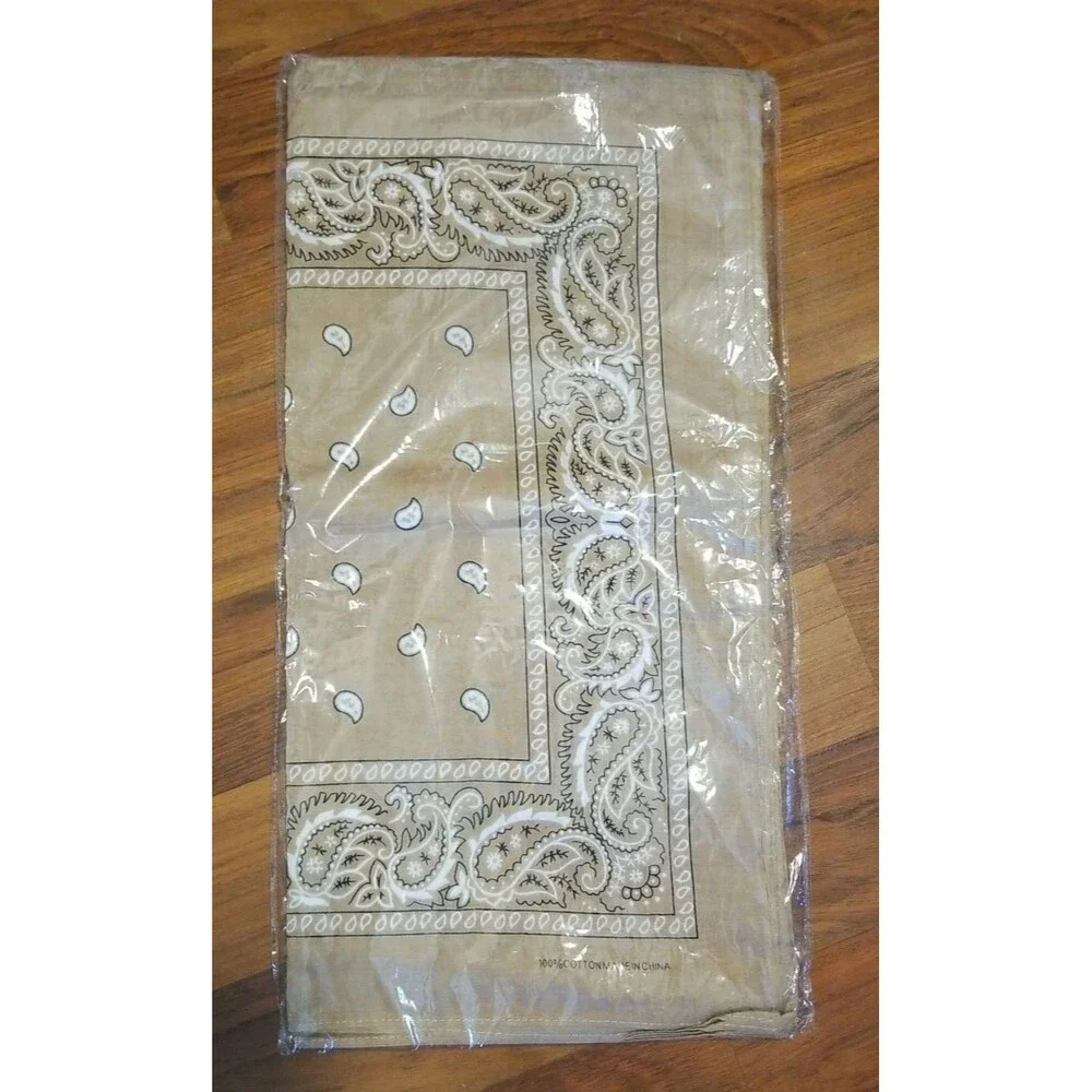 LOT 4- 12 Packs Paisley Scarf Bandana Scarf 100% COTTON Blue Black Red & Tan F3